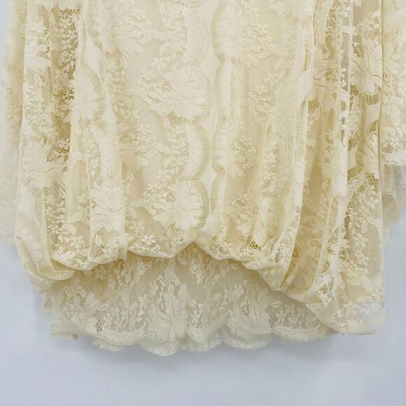 Free People Size Small Cream Floral Lace Blouson Boho Batwing Blouse Top - Picture 9 of 9